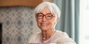 Senior female model with dentures